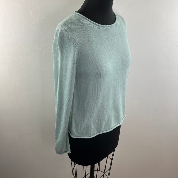 EILEEN FISHER Green Jewel Neck Pullover Sweater Organic Cotton Knit Size XXS - Picture 5 of 10